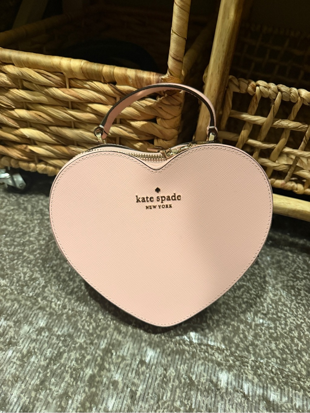 kate spade heart-shaped mini top-handle bag in blush pink